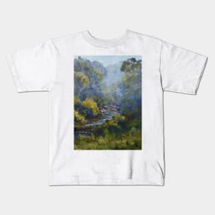 Misty morning, Thredbo River Kids T-Shirt